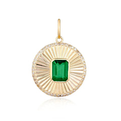 Medallion Charm Gemstone Center and Diamonds
