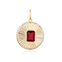 Medallion Charm Gemstone Center and Diamonds
