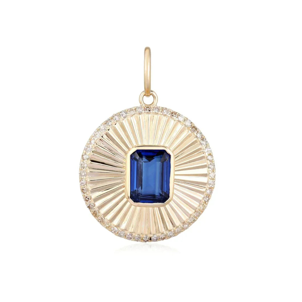 Medallion Charm Gemstone Center and Diamonds