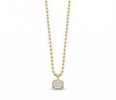 Emerald Cut Bezel Lab Diamond Ball Chain Necklace