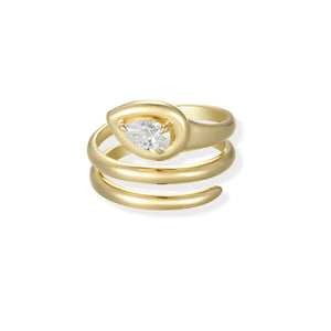 Lab Swirl Pear Diamond Ring