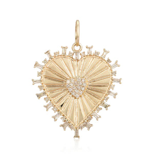 Starburst Gold Heart Charm with Diamonds