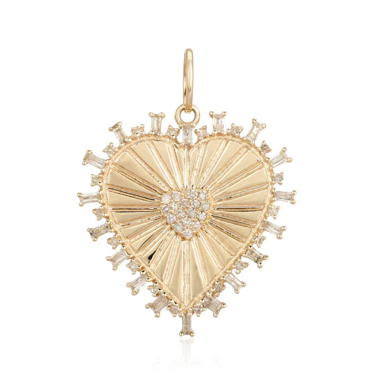 Starburst Gold Heart Charm with Diamonds