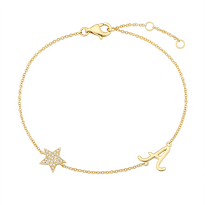 Star Pave Initial Bracelet