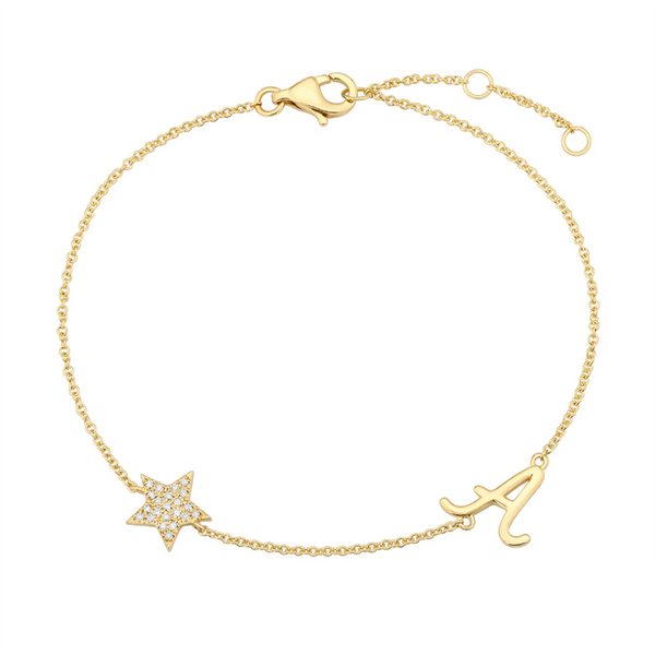 Star Pave Initial Bracelet