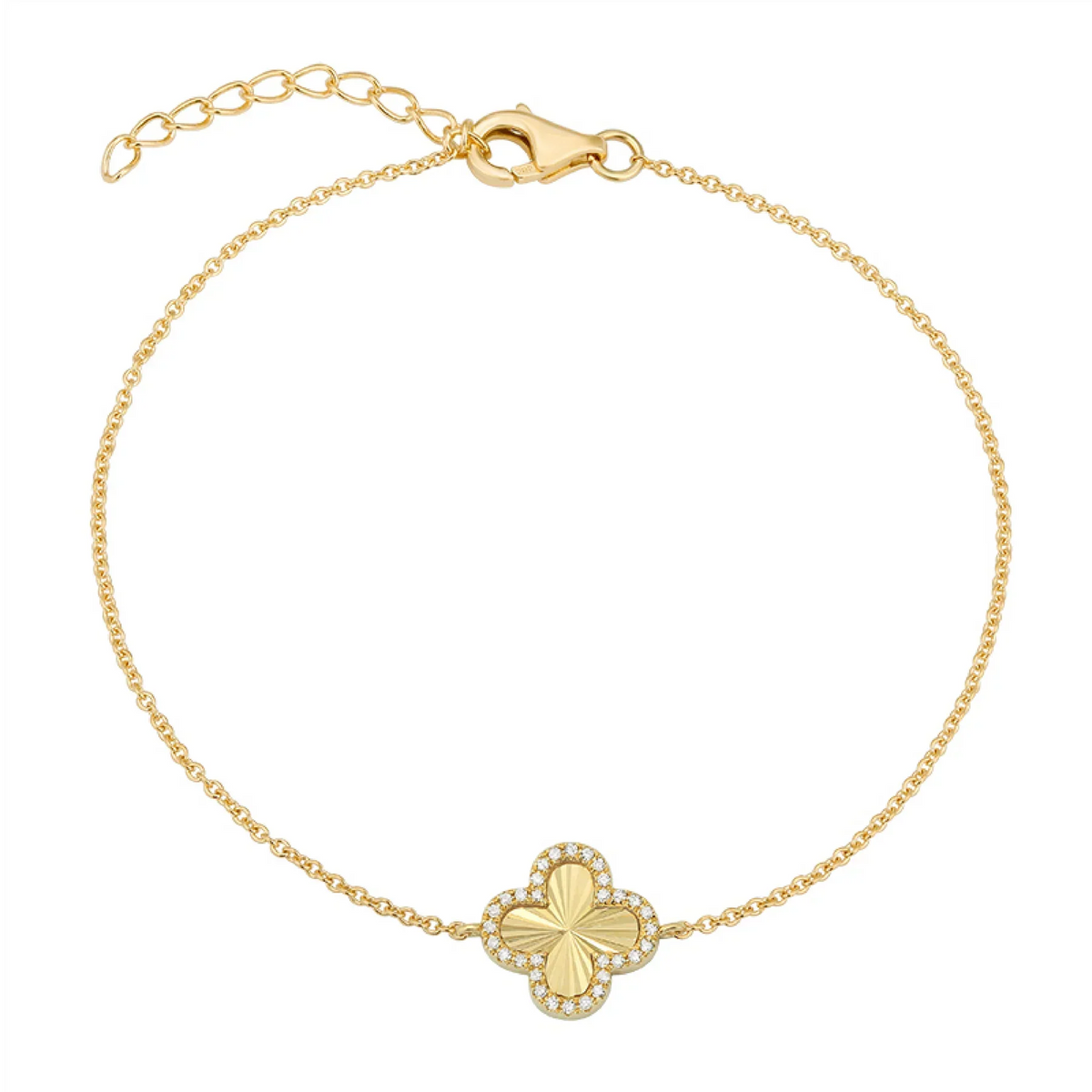Gold Diamond Outline Clover Bracelet