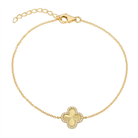 Gold Diamond Outline Clover Bracelet