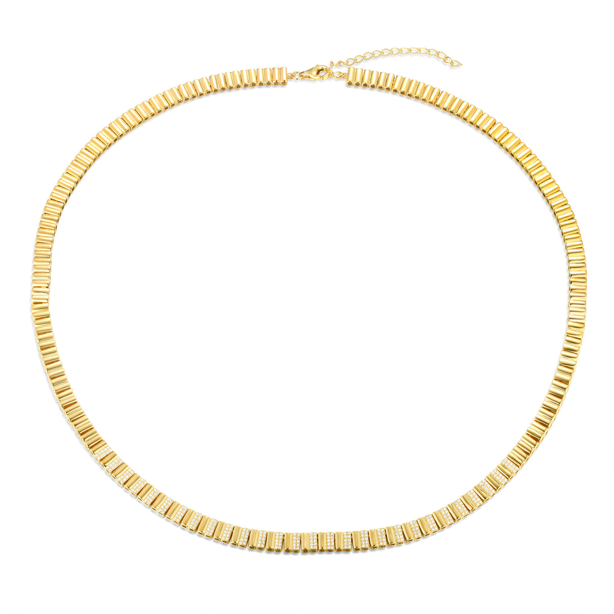 Striped Gold and Diamond Necklace