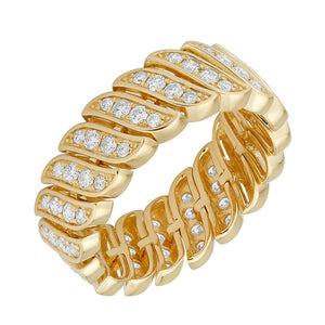 Full Diamond Braided Gold Ring