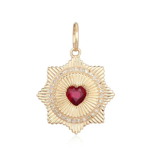 Fluted Medallion with Ruby Heart Charm*