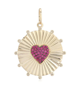 Ruby Heart Charm with Diamonds