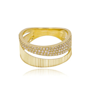 Fluted Split & Diamond Pave Ring