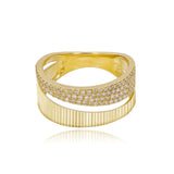 Fluted Split & Diamond Pave Ring