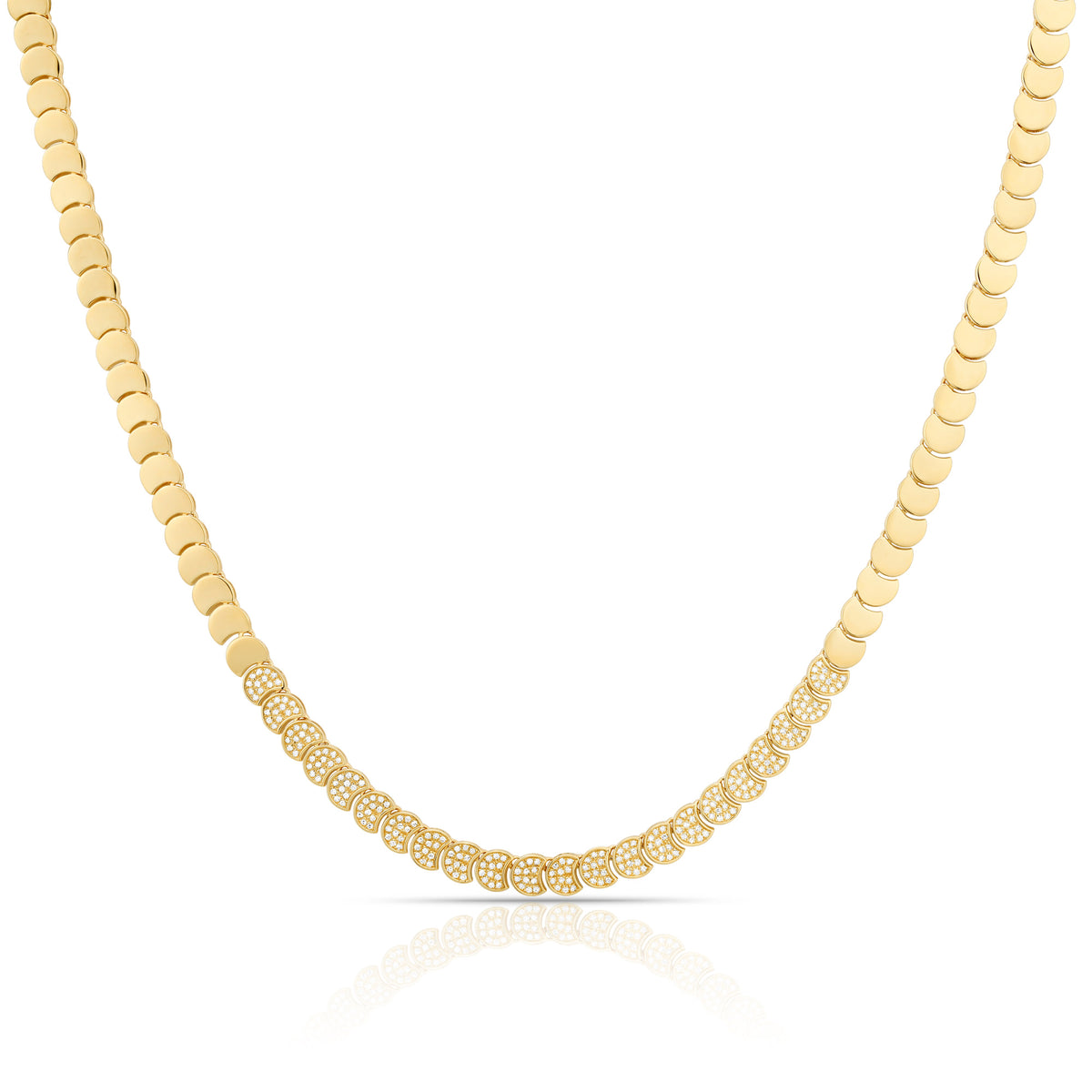 Gold and Diamond Disc Necklace
