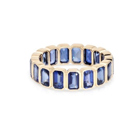 Sapphire Bezel Emerald Cut Ring Size 7