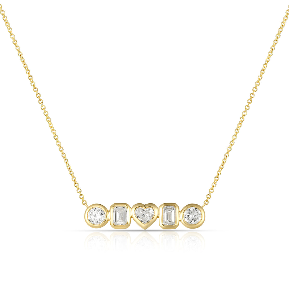 Lab Diamond Bezel Multishape Bar Necklace