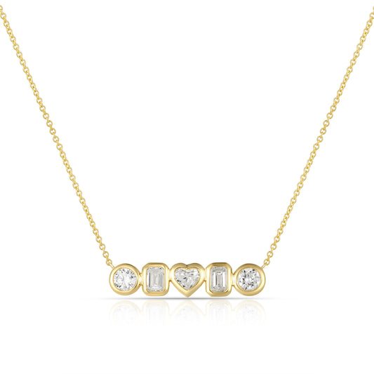 Lab Diamond Bezel Multishape Bar Necklace