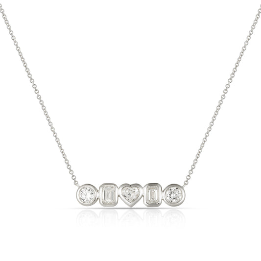 Lab Diamond Bezel Multishape Bar Necklace