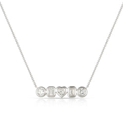 Lab Diamond Bezel Multishape Bar Necklace