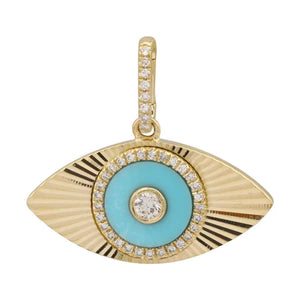 Fluted Turquoise Evil Eye Charm