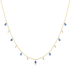 Dangling Pear Gemstone and Diamond Necklace