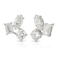 Lab Multishape Trio Cluster Earrings