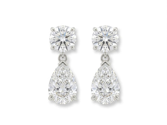 Lab Diamond Round & Pear Cut Earrings