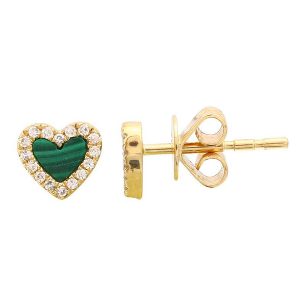 Malachite Heart Piercing Stud*
