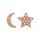 Diamond Pave Moon and Star Studs - YG