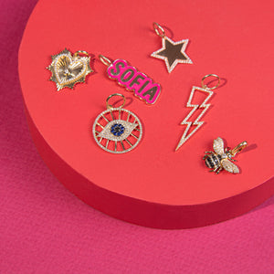 Star Charm With Diamond Pave Border