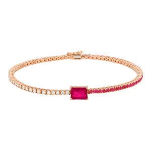 Half Gem Half Diamond Tennis Bracelet
