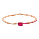 Half Gem Half Diamond Tennis Bracelet