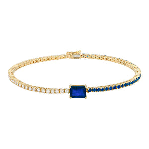 Half Gem Half Diamond Tennis Bracelet