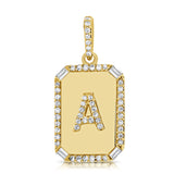 Square Plate Pave Charm With Initial