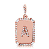 Square Plate Pave Charm With Initial