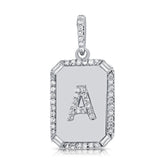 Square Plate Pave Charm With Initial