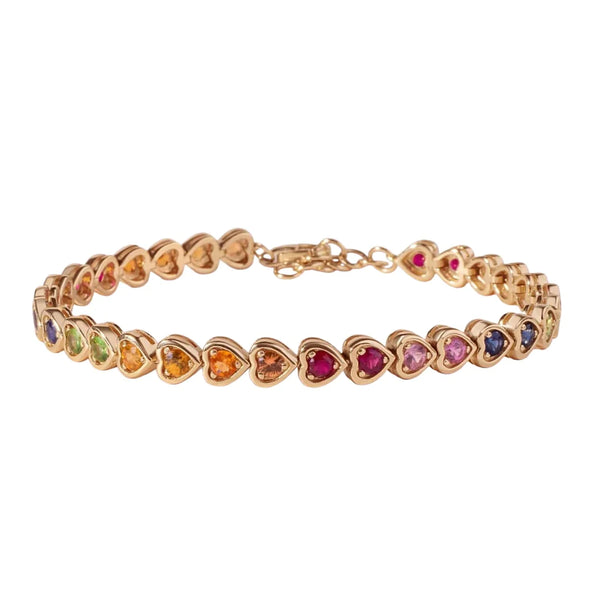 Multi Semi Precious Gemstone Heart Bracelet*