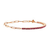 Half Paperclip & Half Gemstone Tennis Bracelet