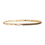 Half Paperclip & Half Gemstone Tennis Bracelet