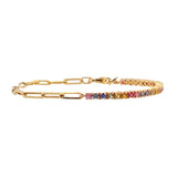 Half Paperclip & Half Gemstone Tennis Bracelet