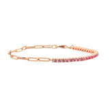 Half Paperclip & Half Gemstone Tennis Bracelet