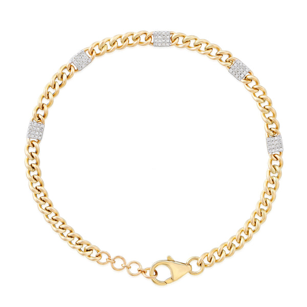 Five Diamond Plate Pave Cuban Chain Bracelet