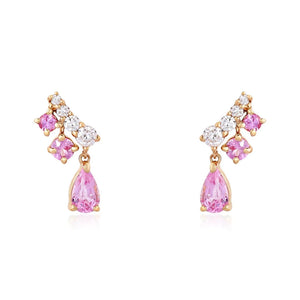 Pink Sapphire & Diamond Pear Drop Cocktail Earrings