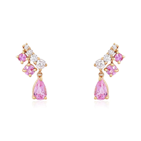 Pink Sapphire & Diamond Pear Drop Cocktail Earrings