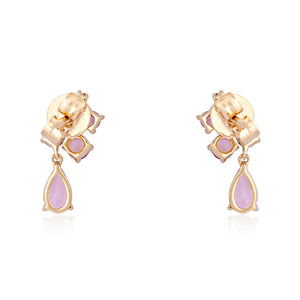 Pink Sapphire & Diamond Pear Drop Cocktail Earrings