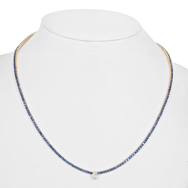Sapphire Tennis with Pear Diamond Shape Necklace*