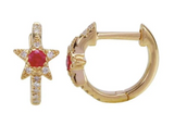 Star Huggie Piercing with Gemstone Center
