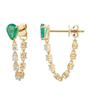 Emerald Pear Loop Earrings