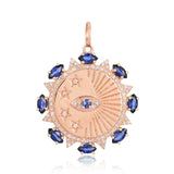 Evil Eye and Star with Blue Sapphire Medallion Charm