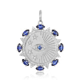 Evil Eye and Star with Blue Sapphire Medallion Charm